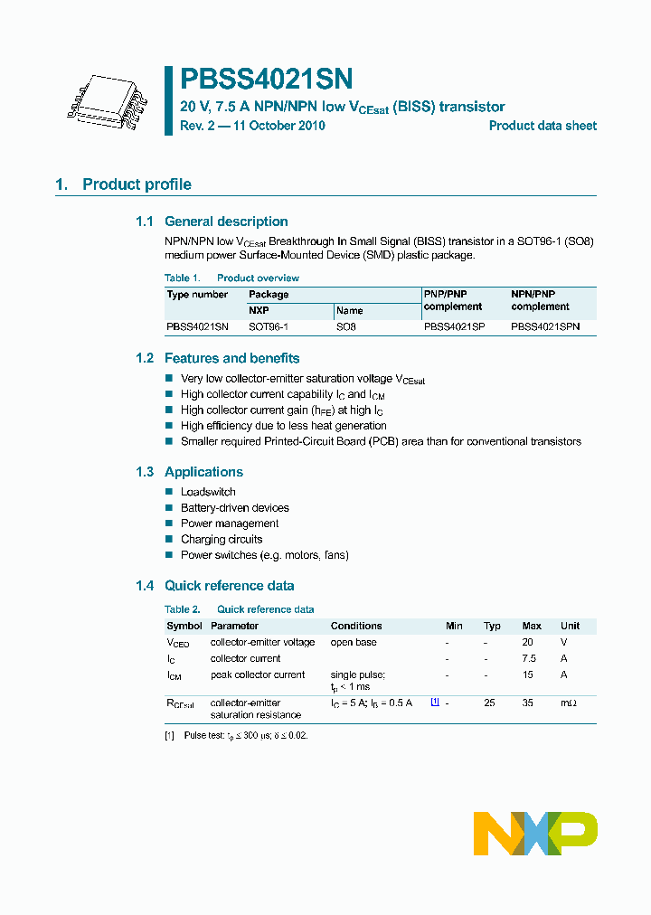 PBSS4021SN115_1227470.PDF Datasheet