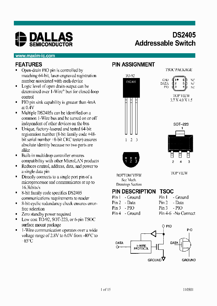 DS2405ZTR_1244418.PDF Datasheet