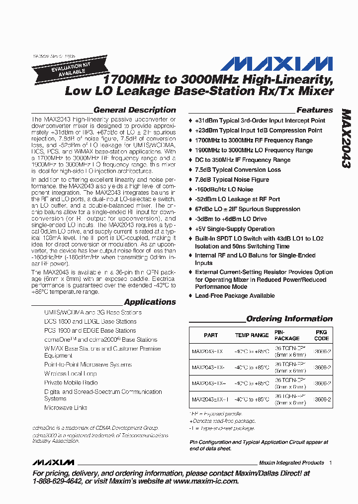 MAX2043ETX_1262119.PDF Datasheet