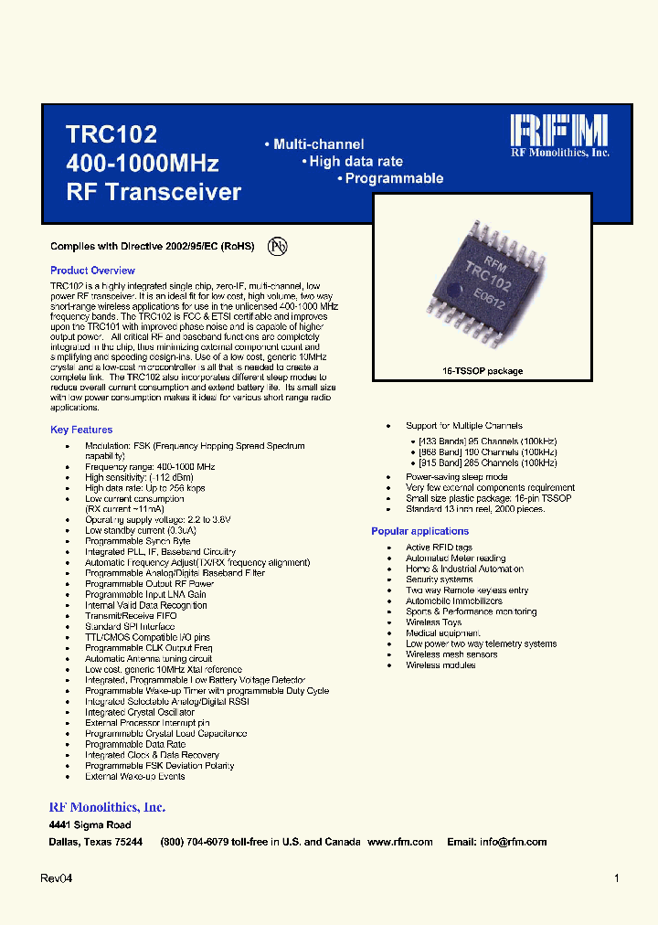 TRC102_1253873.PDF Datasheet