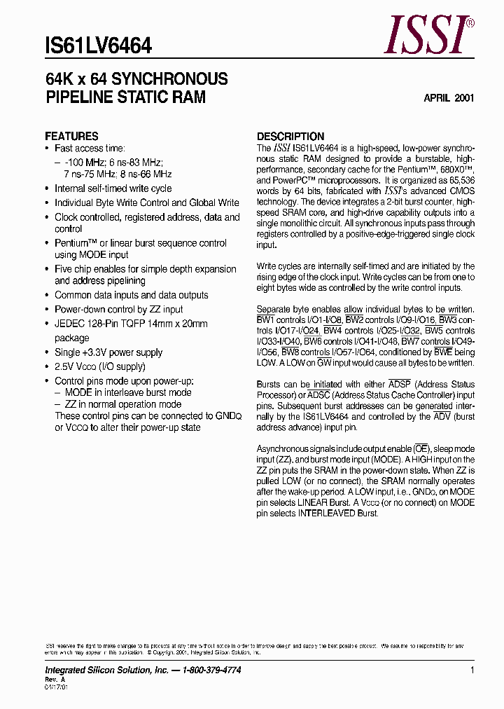 IS61LV6464-8TQ_1297565.PDF Datasheet