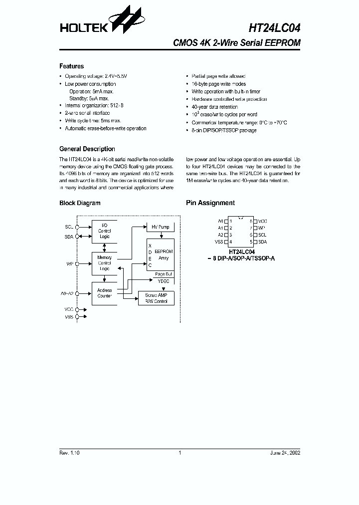 HT24LC04-8TSSOP-A_1297573.PDF Datasheet