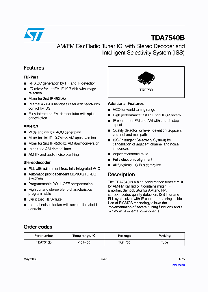TDA7540B_1711961.PDF Datasheet
