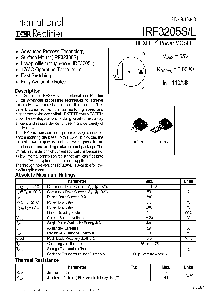 IRF3205STRL_1339125.PDF Datasheet