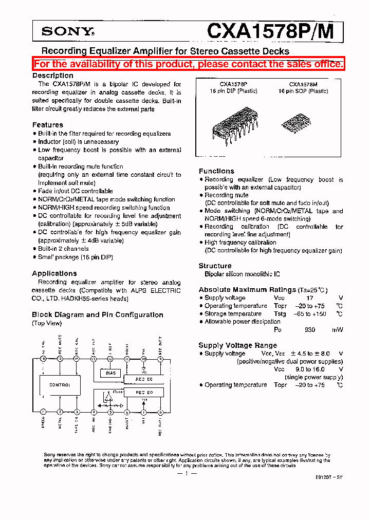 CXA1578PM_1347596.PDF Datasheet