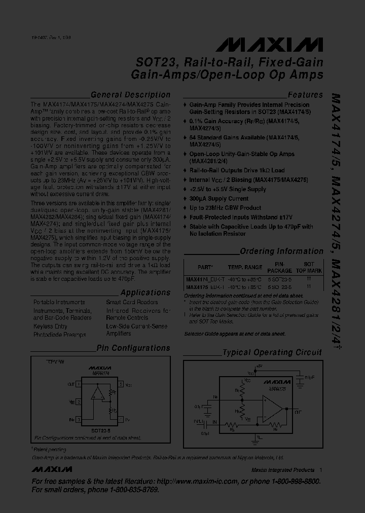 MAX4175CAEUK_1306629.PDF Datasheet
