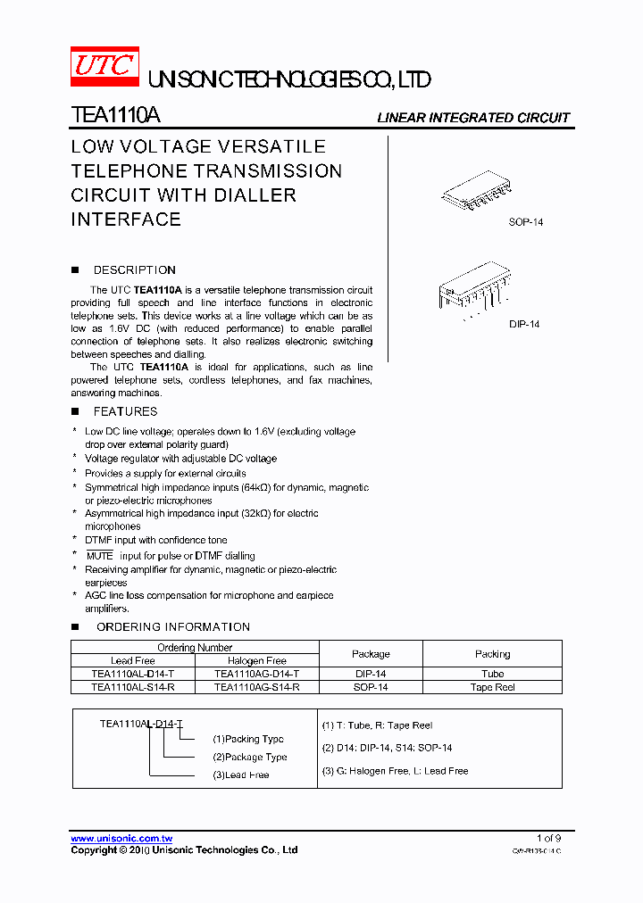TEA1110AG-S14-R_1724460.PDF Datasheet
