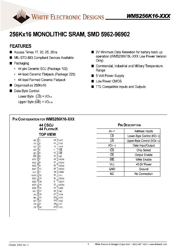 WMS256K16-XDLX_1352123.PDF Datasheet