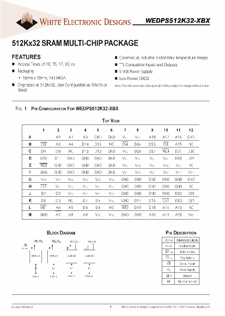 WEDPS512K32-XBX_1355722.PDF Datasheet