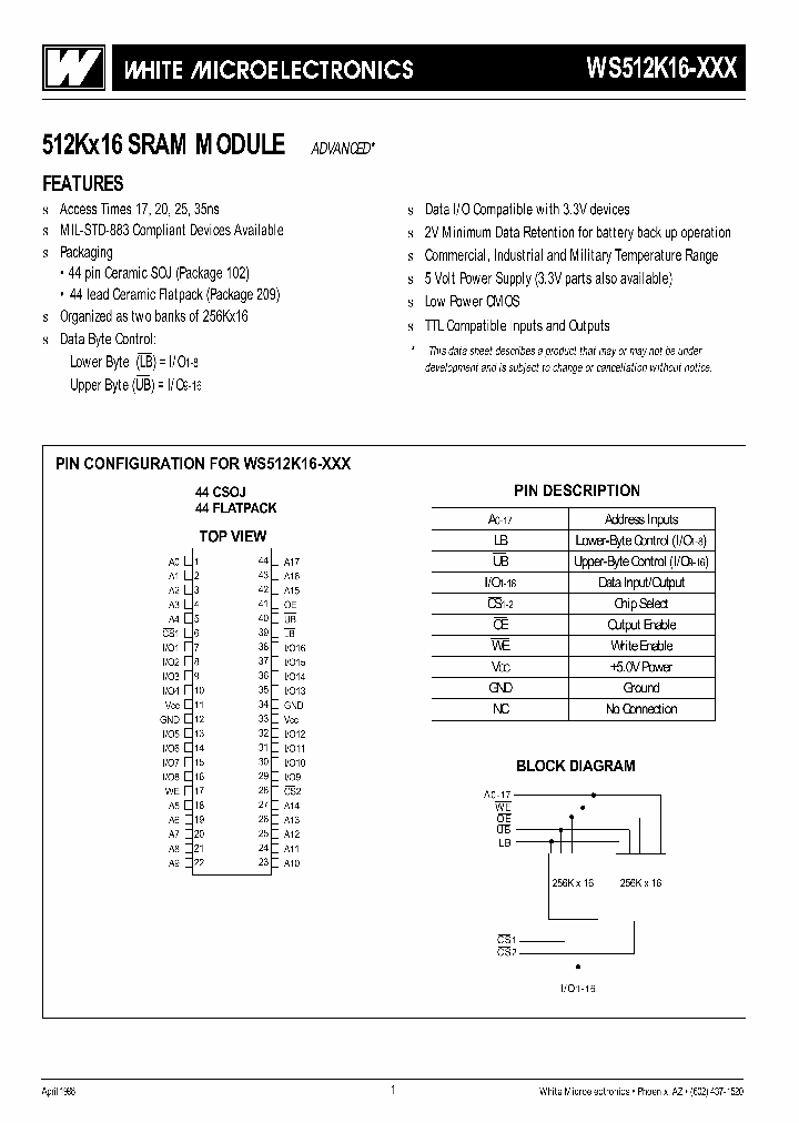 WS512K16-XDLX_1352122.PDF Datasheet
