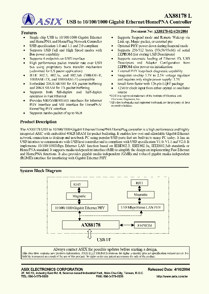 AX88178_1388415.PDF Datasheet