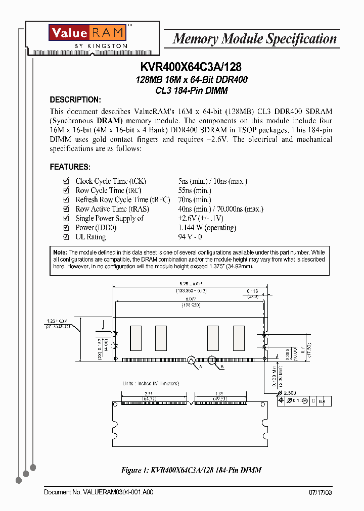 KVR400X64C3A128_1420147.PDF Datasheet
