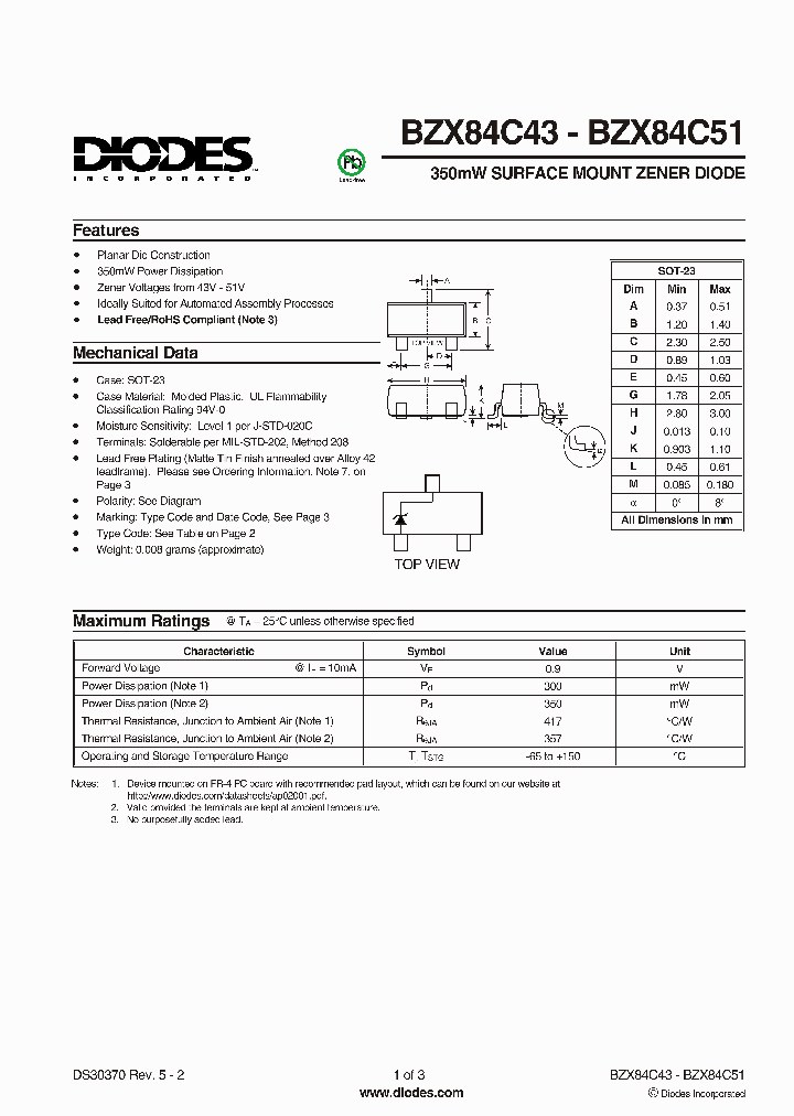 BZX84C43-7-F_1422097.PDF Datasheet