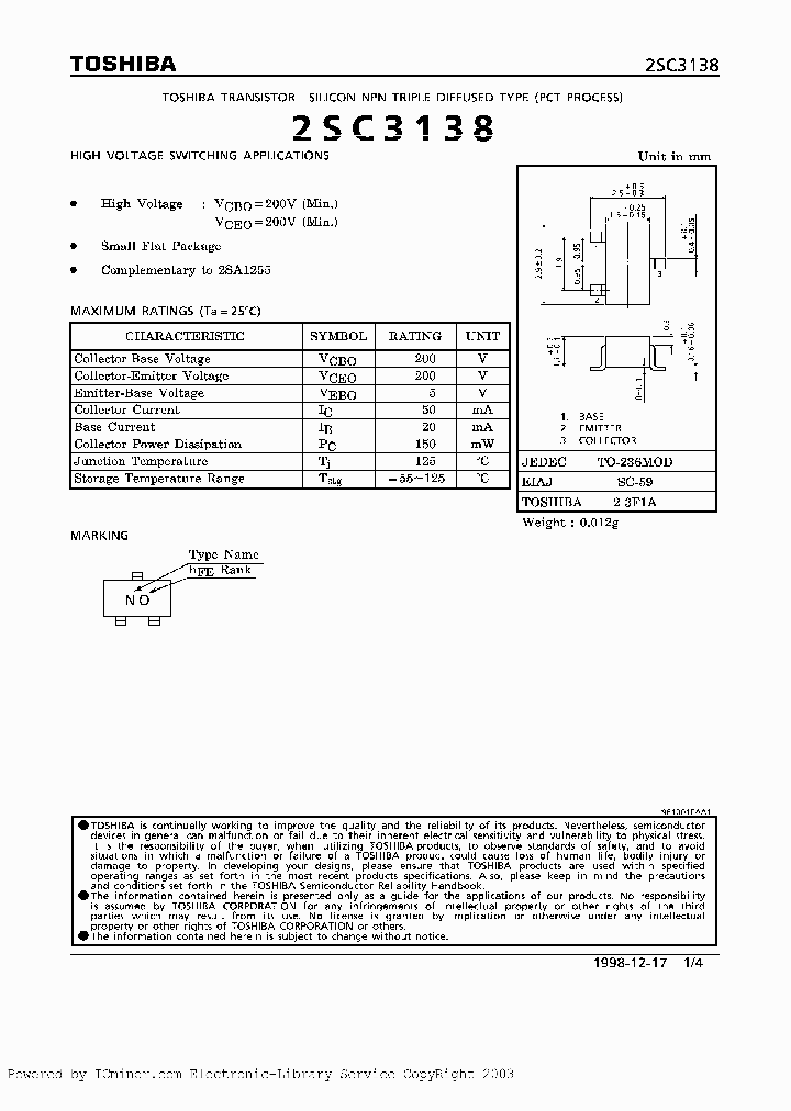 2SC3138Y_1432778.PDF Datasheet