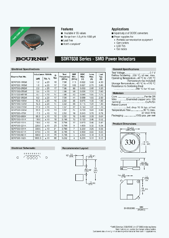 SDR7030-4R7M_1435667.PDF Datasheet
