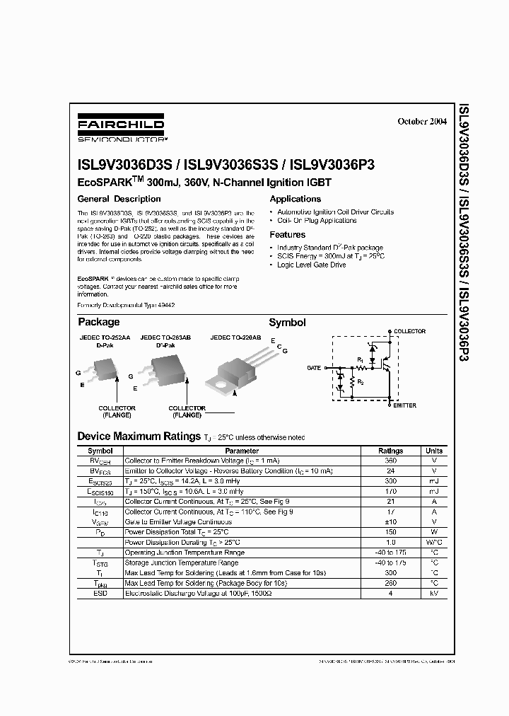 ISL9V3036D3ST_1438707.PDF Datasheet