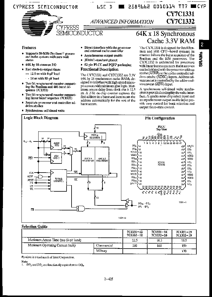CY7C1331-19NC_1440679.PDF Datasheet