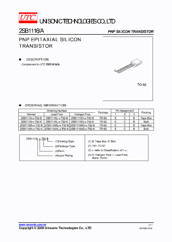 2SB1116-X-T92-B_1742878.PDF Datasheet