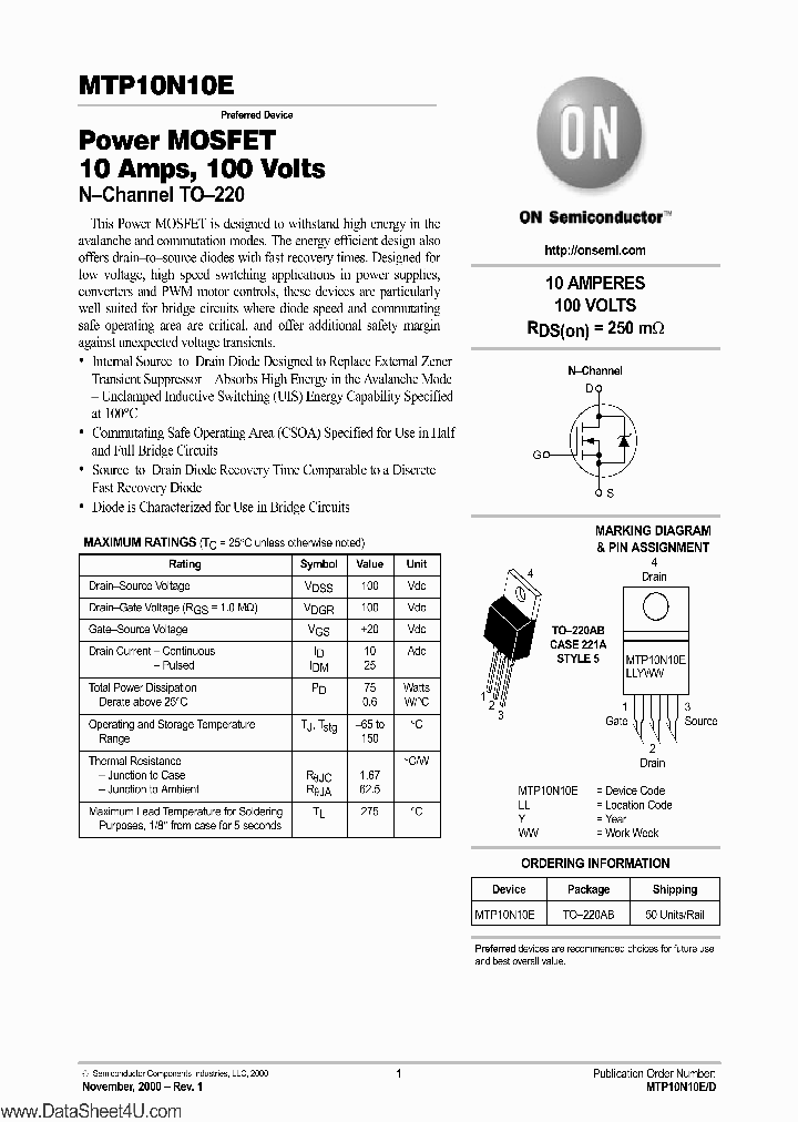 MTP10N10E_1743346.PDF Datasheet