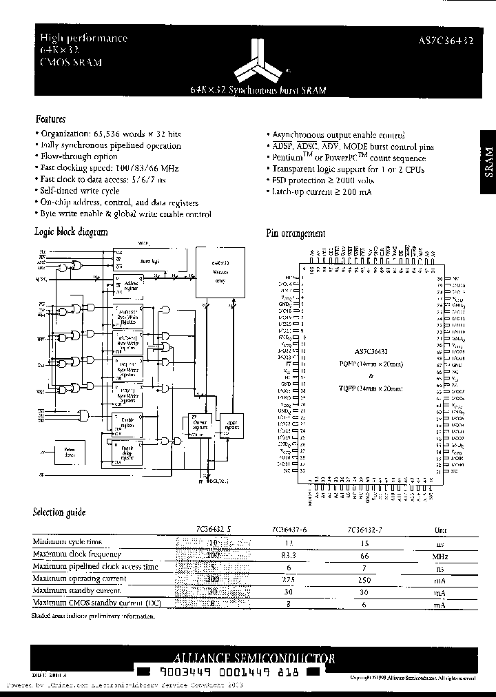 AS7C36432-7TQC_1447797.PDF Datasheet