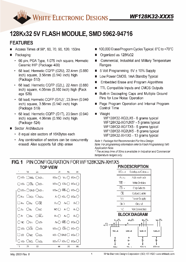 WF128K32-XG2LX5_1449886.PDF Datasheet