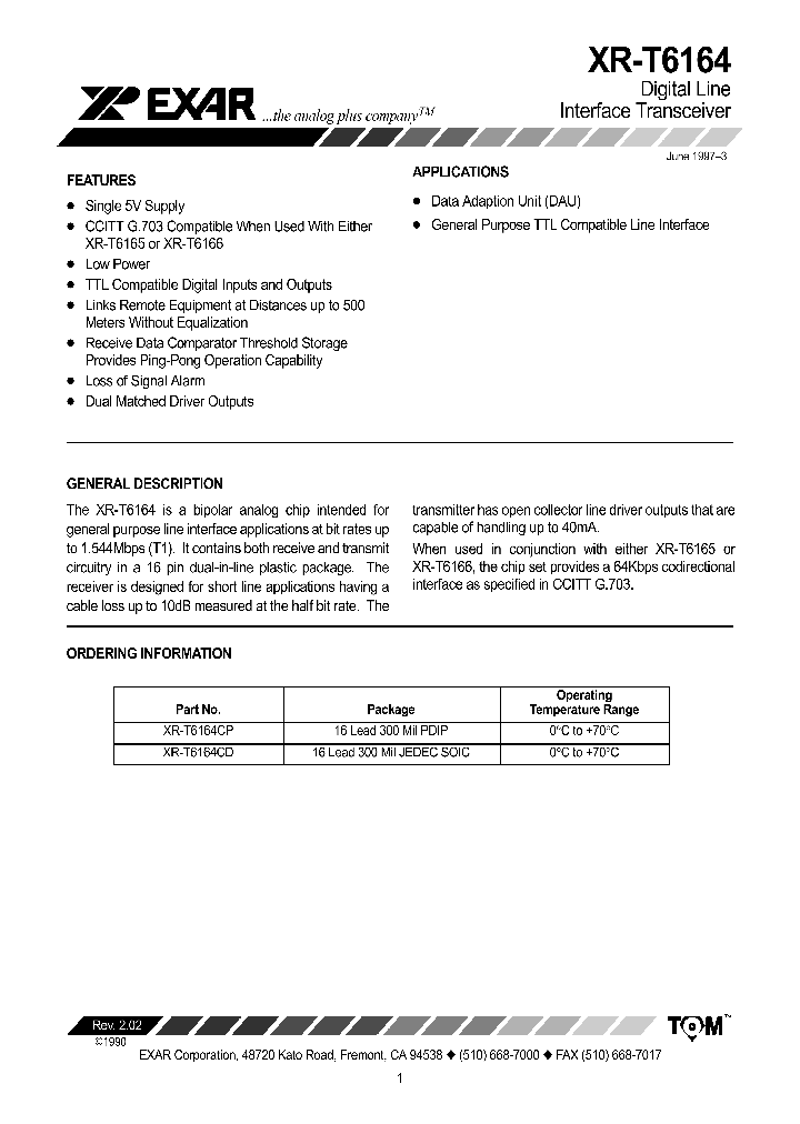 XR-T6164_1479214.PDF Datasheet