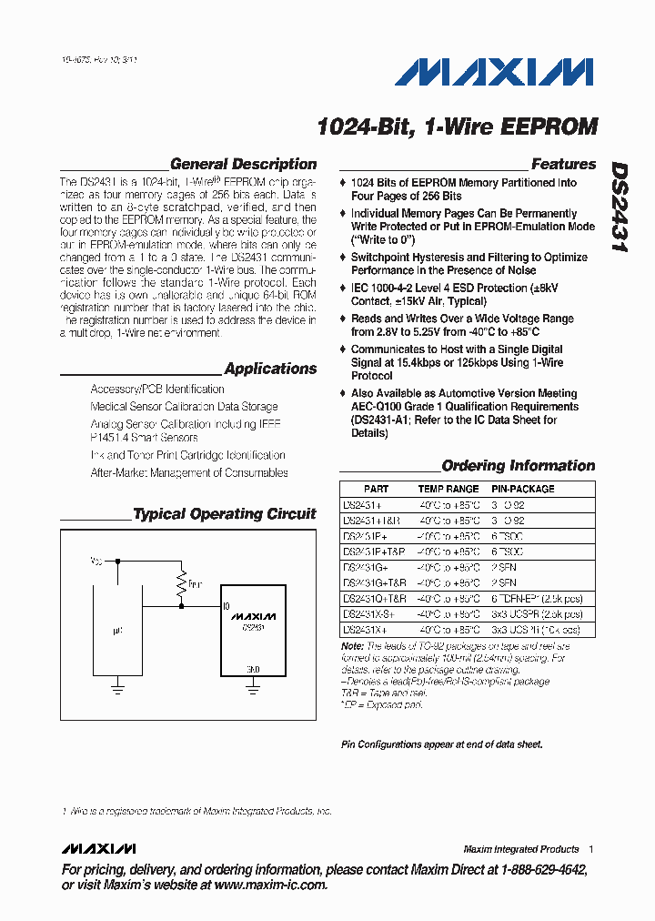 DS2431X-S_1780365.PDF Datasheet
