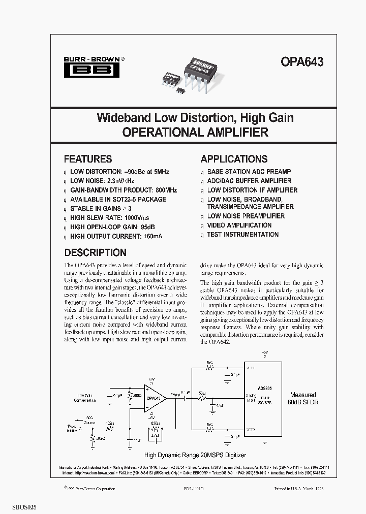 OPA643N-3K_1484855.PDF Datasheet