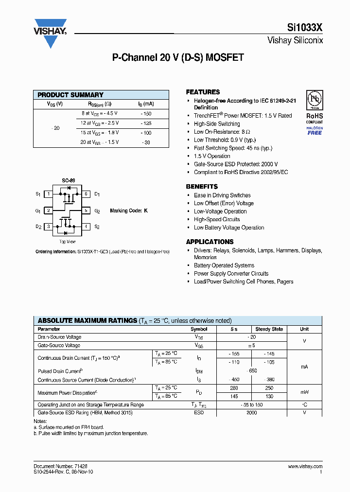 SI1033X-T1-E3_1490378.PDF Datasheet