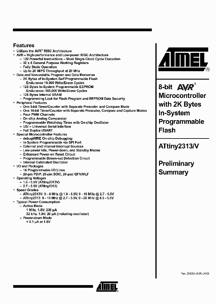 ATTINY2313V-10MU_1489913.PDF Datasheet
