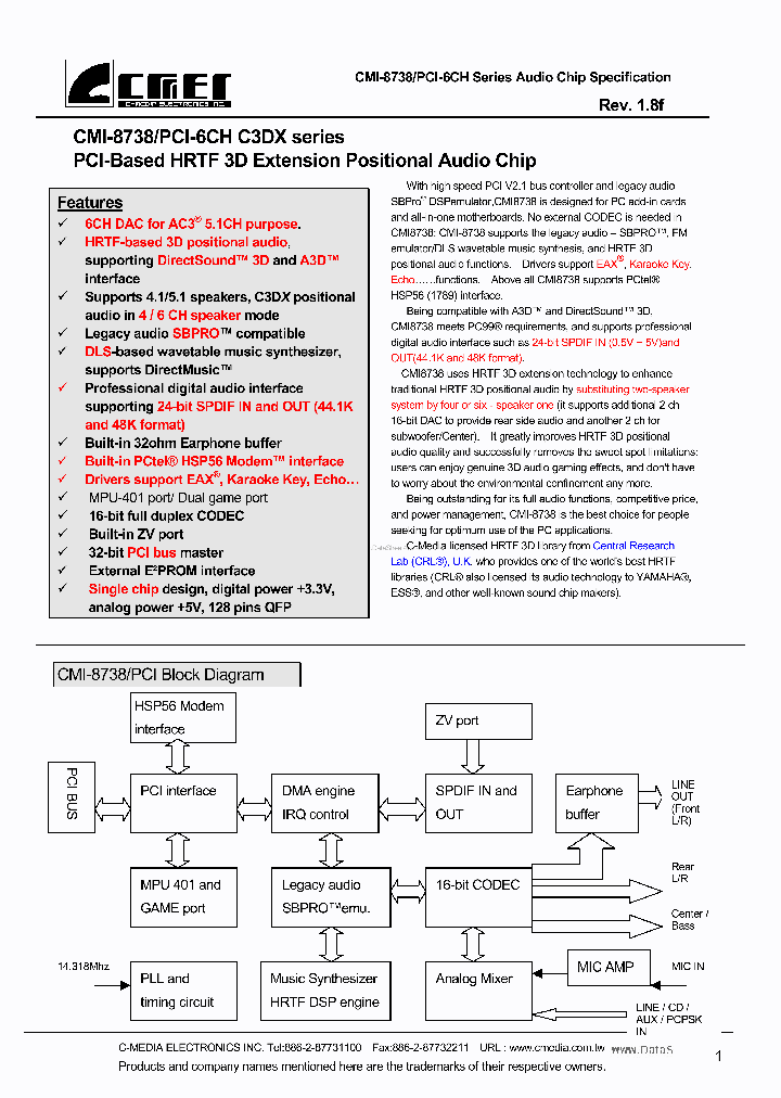 CMI-8738PCI-6CH_1793138.PDF Datasheet