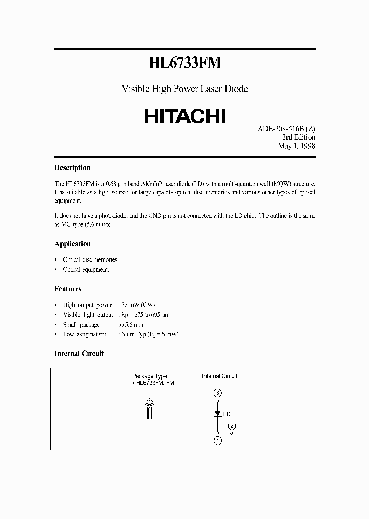 HL6733FM_1533583.PDF Datasheet