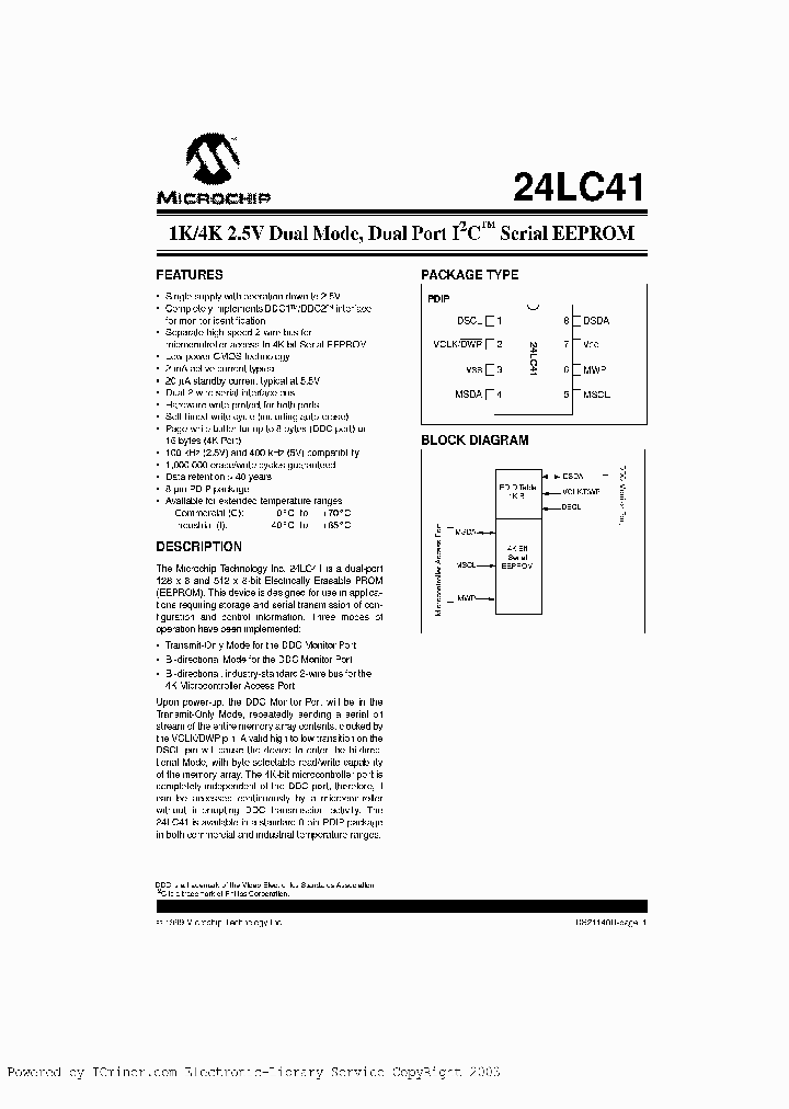 24LC41-IP_1527935.PDF Datasheet