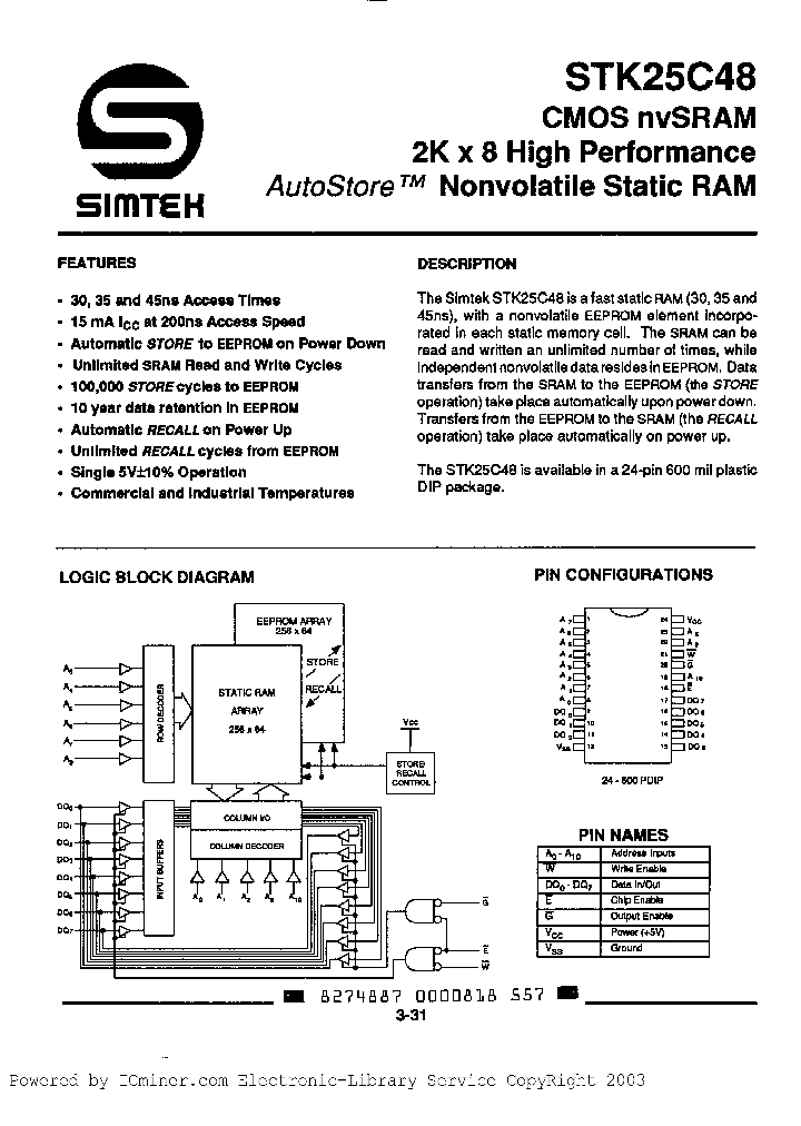 STK25C48-W30_1536661.PDF Datasheet
