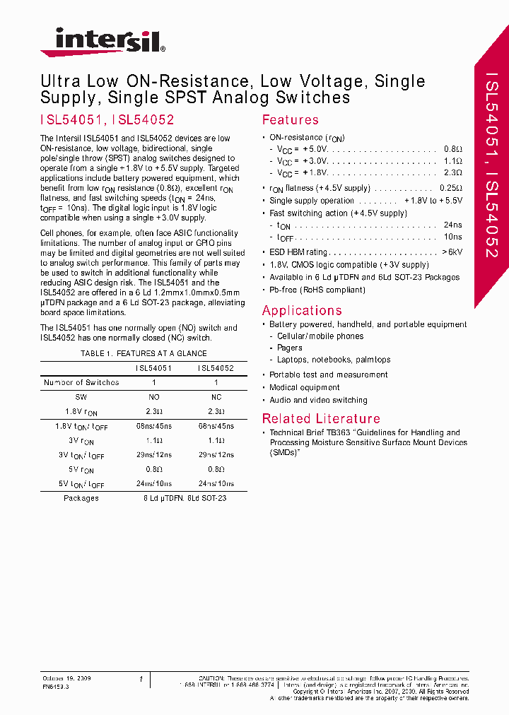 ISL54051IHZ-T_1801144.PDF Datasheet