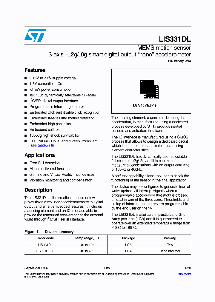 LIS331DL_1569780.PDF Datasheet