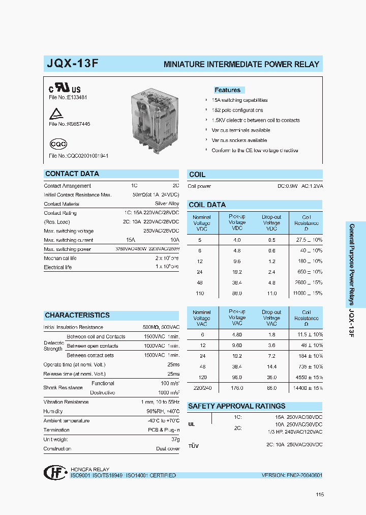 JQX-13F_1582673.PDF Datasheet