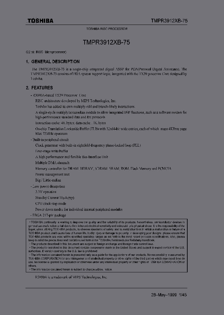 TMPR3912XB-75_1586005.PDF Datasheet