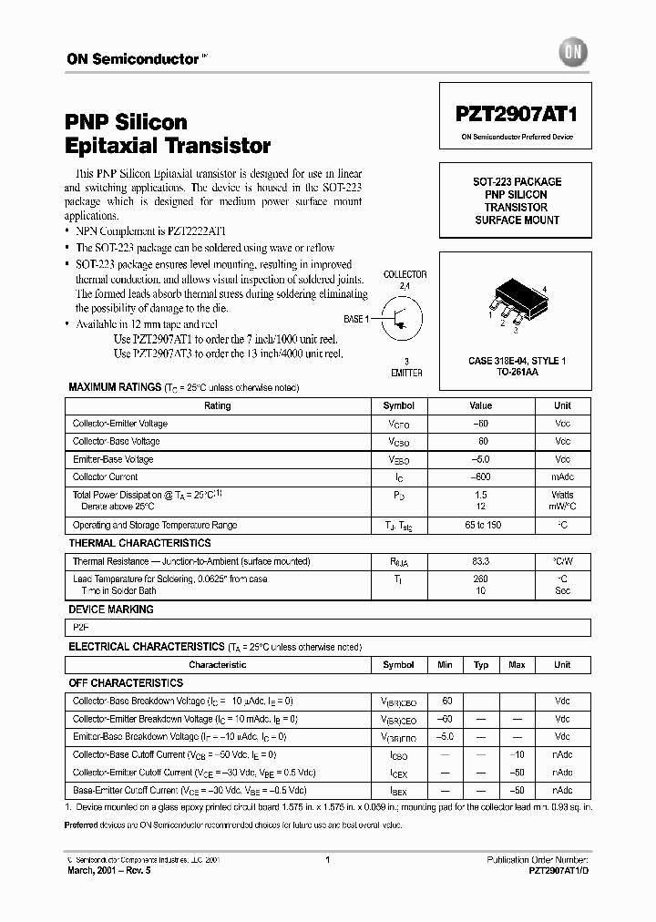 PZT2907AT1D_1616920.PDF Datasheet