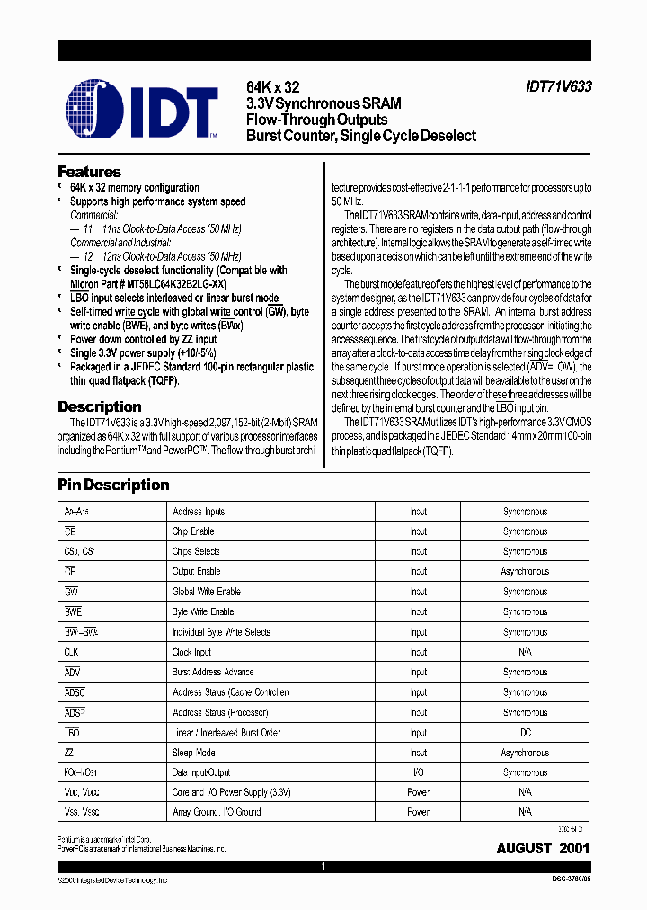 IDT71V633_1617741.PDF Datasheet