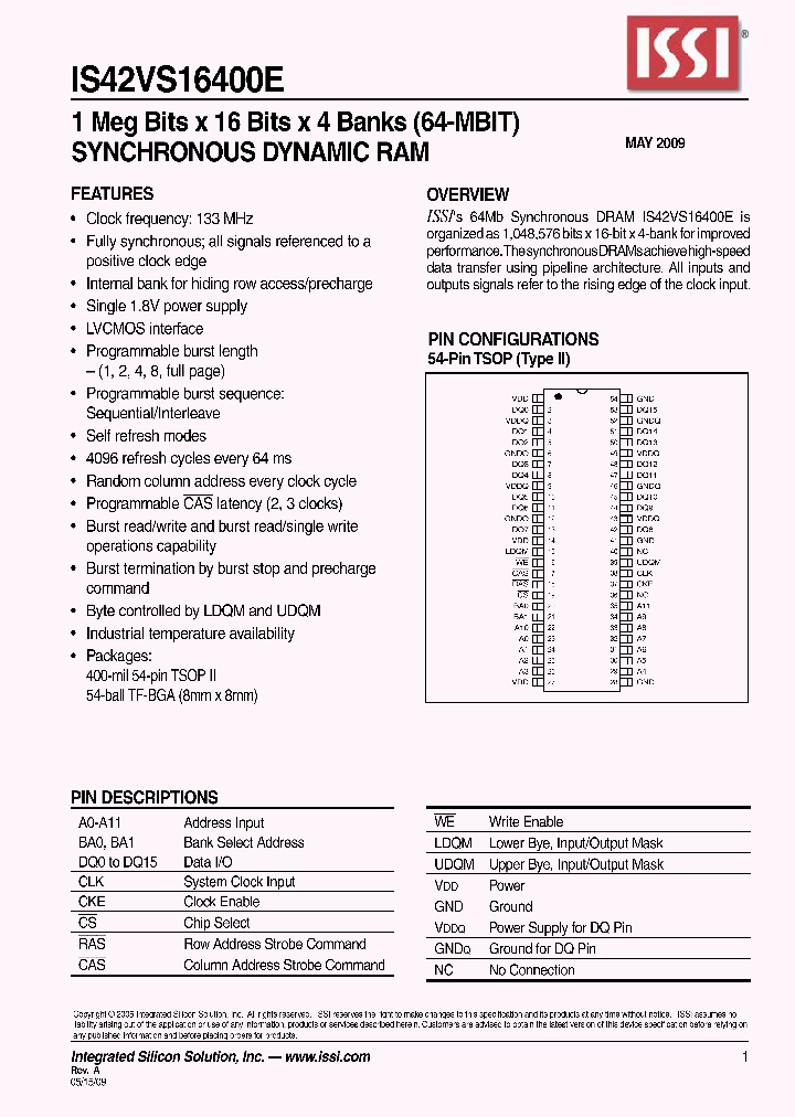 IS42VS16400E-75TLI_1619692.PDF Datasheet