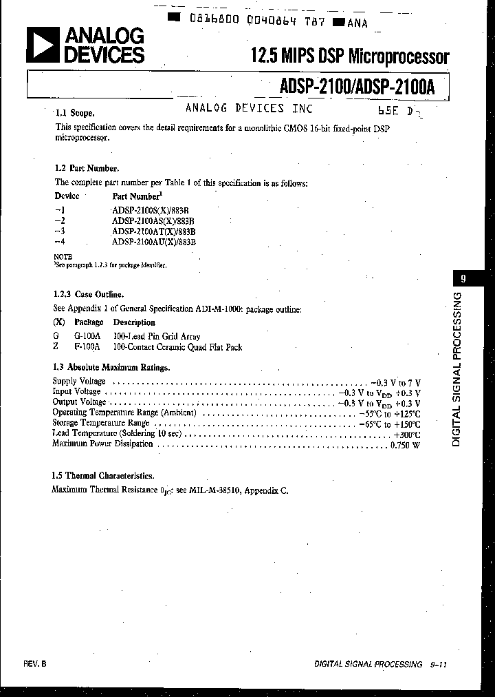 ADSP-2100SZ883B_1622317.PDF Datasheet