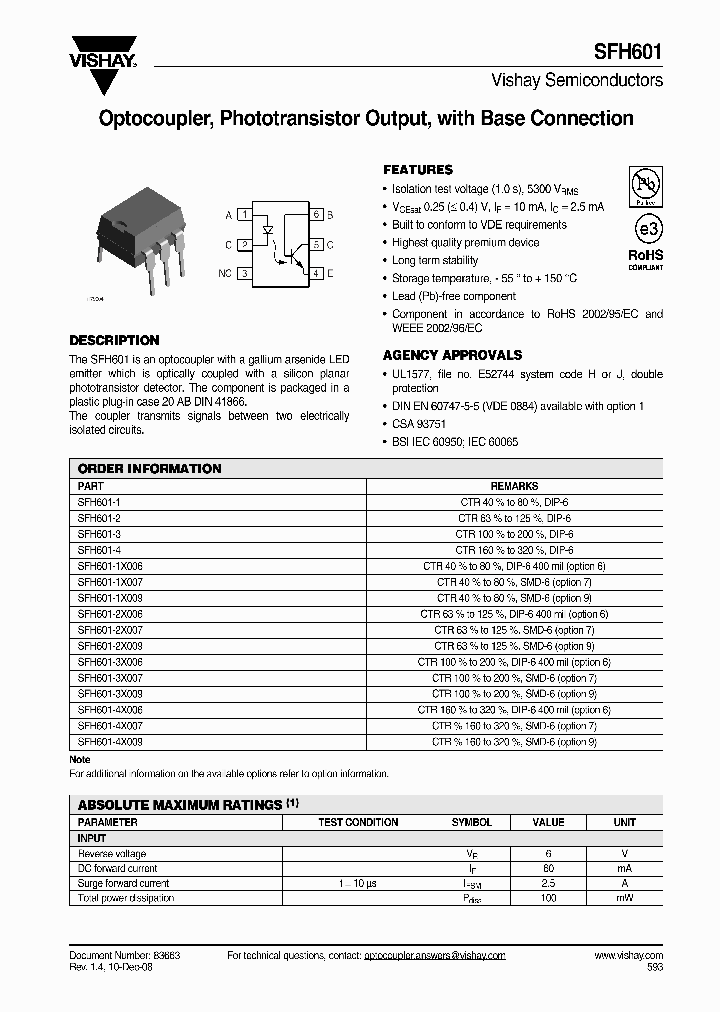 SFH601-4X001_1623867.PDF Datasheet