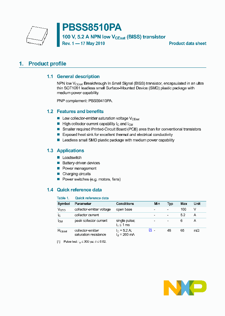 PBSS8510PA115_1628117.PDF Datasheet