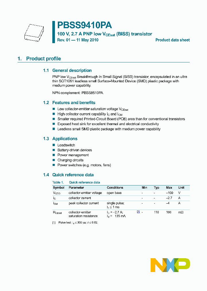PBSS9410PA115_1628118.PDF Datasheet