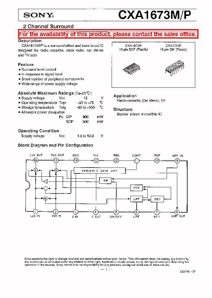 CXA1673MP_1637833.PDF Datasheet