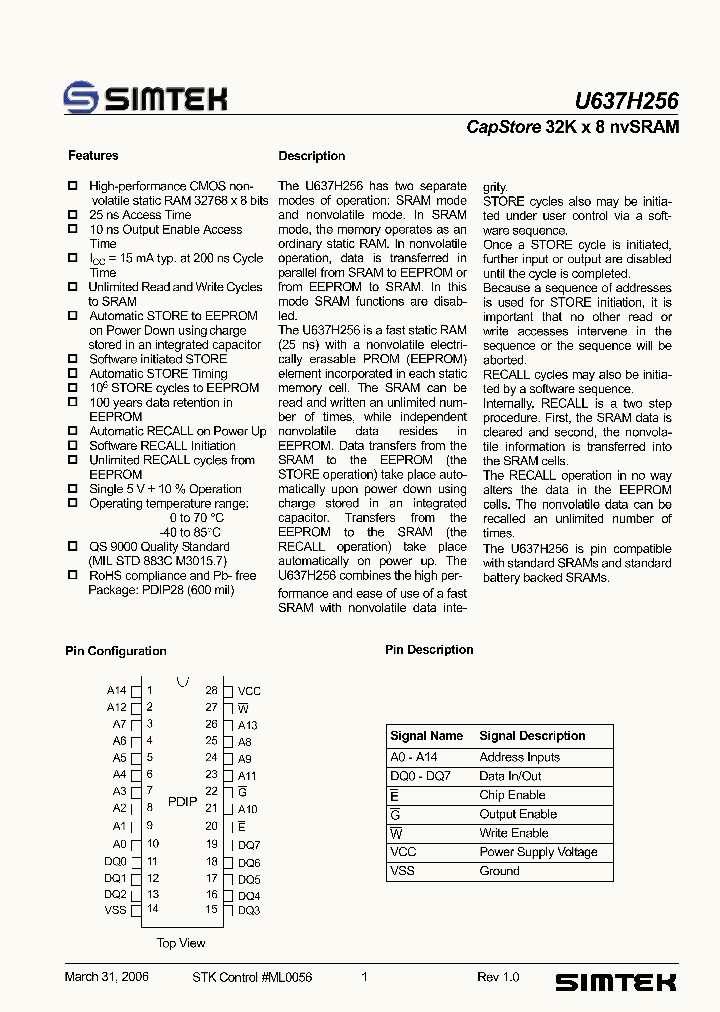 U637H256_1640288.PDF Datasheet