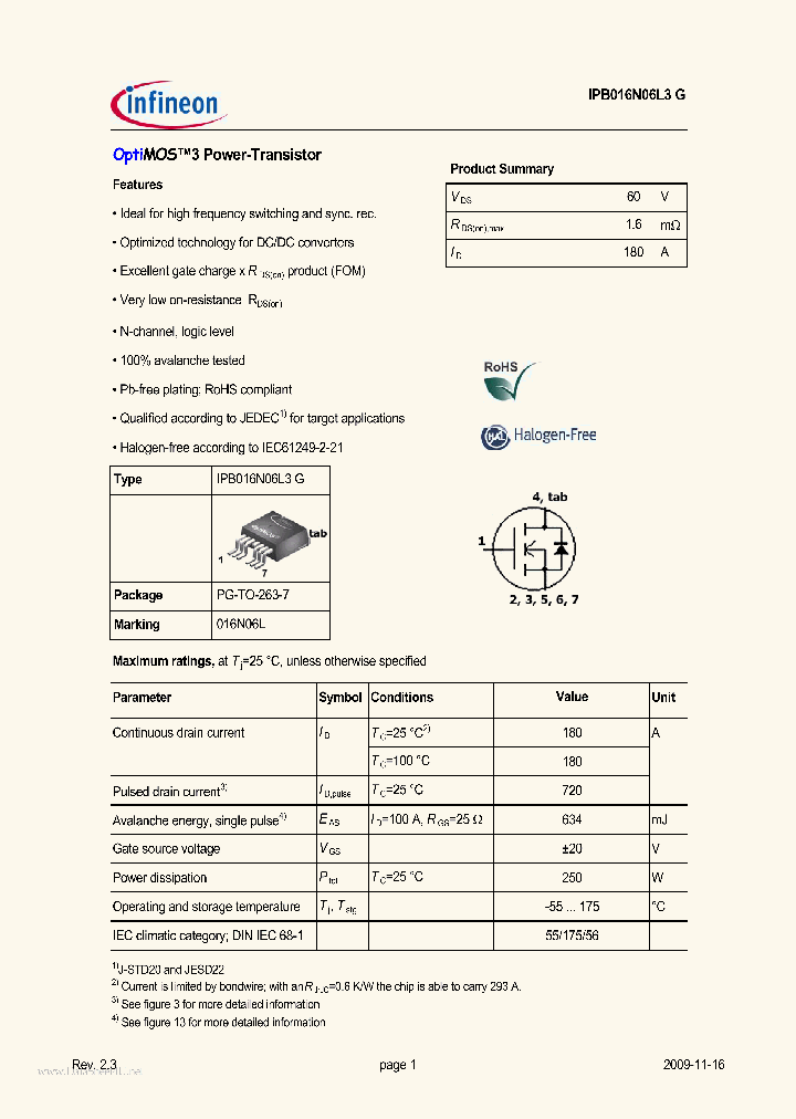 IPB016N06L3G_1821442.PDF Datasheet