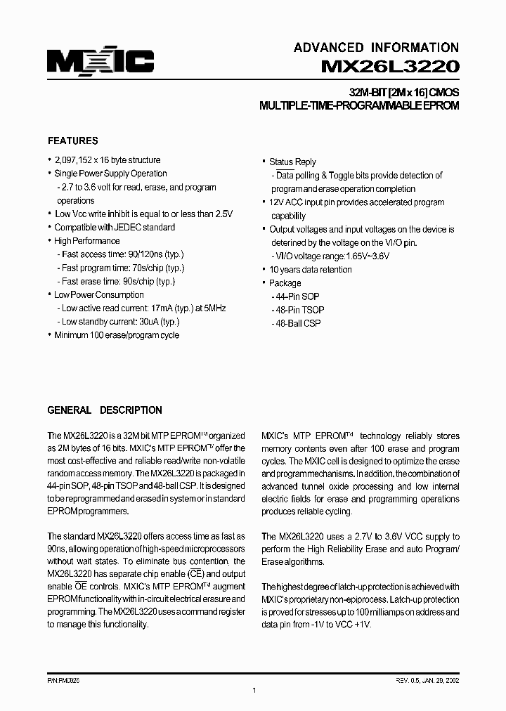 MX26L3220XAI-12_1645172.PDF Datasheet