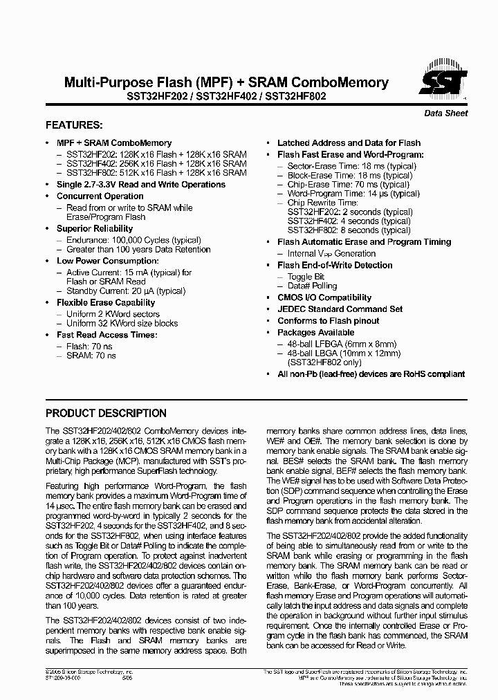 SST32HF202-70-4C-L3KE_1683655.PDF Datasheet